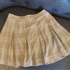 Hollister Beige Checkered A-Line Skirt